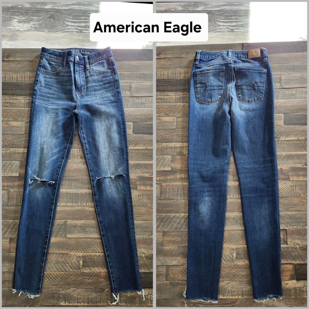 Women American Eagle super high-rise distressed skinny jeans size 0R
